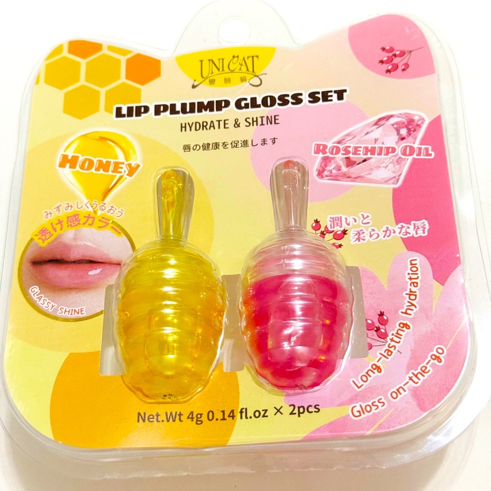 NEW Unicat Lip gloss set of 2 Honey and Rosehip oil 0.14 Fluid oz X 2 pieces